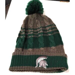 men's Michigan State Spartans green Hat Cap POM Beanie Sock Toboggan winter hat